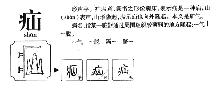 疝字怎么读疝字的读音:shan疝字的起名笔画数根据康熙字典及姓名学