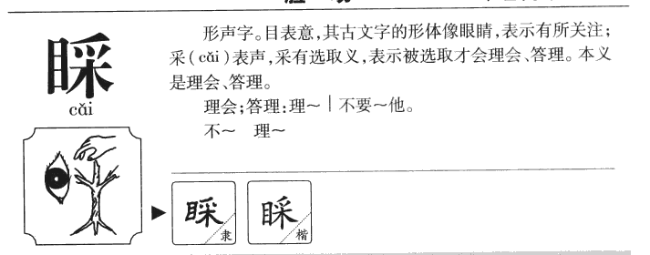 睬字组词图片