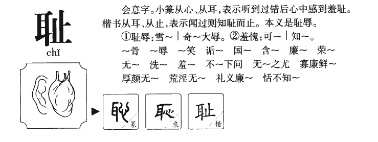 耻字五行属什么 耻字取名有什么意义
