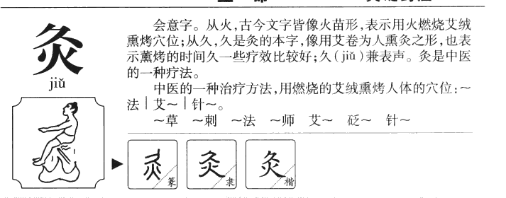 用艾叶等制成艾炷或艾卷